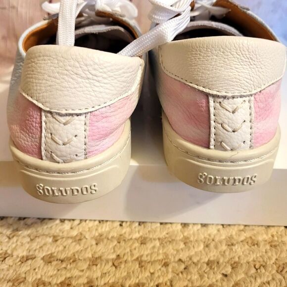 NEW Soludos for Anthropologie "Ibiza" White Tie Dye Leather Sneakers 7M Ret $139 - Picture 6 of 9
